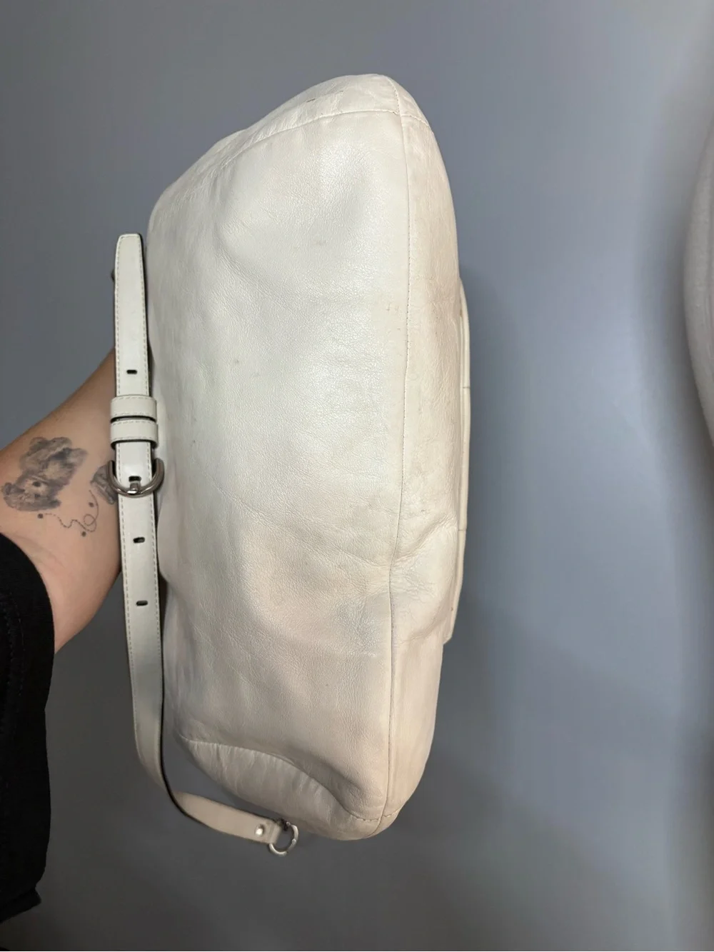 Y2K Coach Cream Leather Kristin Hobo Bag with Front Pocket